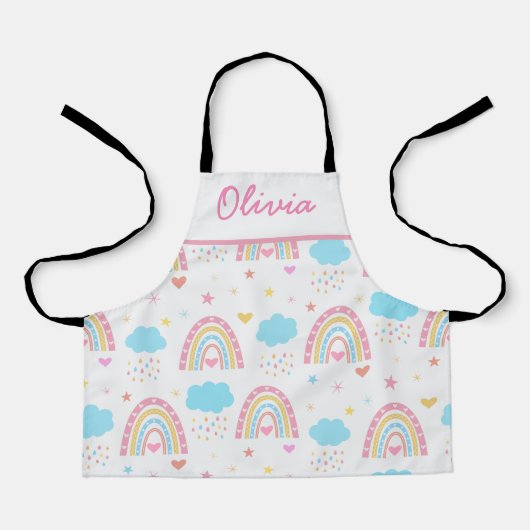 Boho rainbow pattern with clouds pastel Girls  Schort (Voorkant)