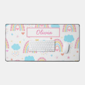 Boho rainbow pattern with clouds Personalized Bureaumat (Keyboard & Muis)