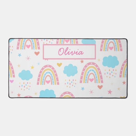Boho rainbow pattern with clouds Personalized Bureaumat (Voorkant)