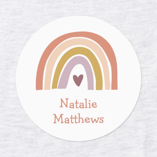 Boho Rainbow Peach Blush Name Iron on Clothing Labels (Design 1)