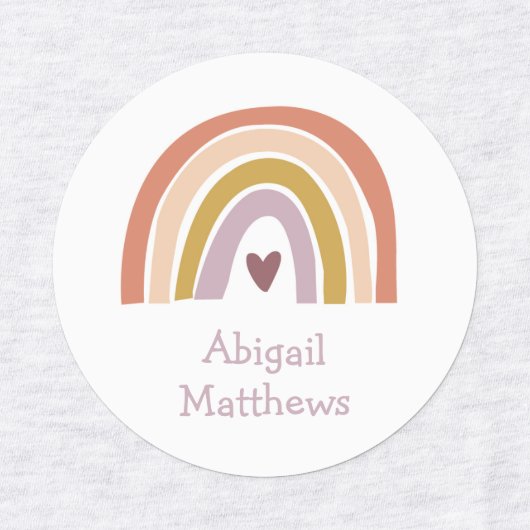 Boho Rainbow Peach Blush Name Iron on Clothing Labels (Design 2)