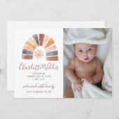 Boho Rainbow Photo Baby shower Invitation Aankondiging (Voorkant / Achterkant)