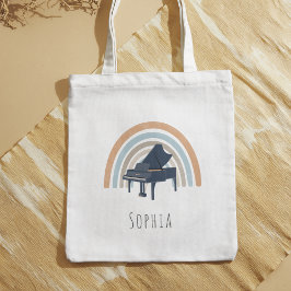 Boho Rainbow Piano Music Custom Name Tote Bag