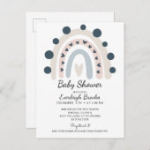 Boho Rainbow Pink Baby shower Uitnodiging (Voorkant / Achterkant)