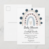 Boho Rainbow Pink Baby shower Uitnodiging Briefkaart (Voorkant / Achterkant)