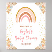 Boho Rainbow Pink Baby shower Welkom Poster (Voorkant)