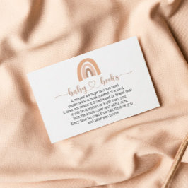 Boho Rainbow Pink Book Request Baby shower Kaart Visitekaartje