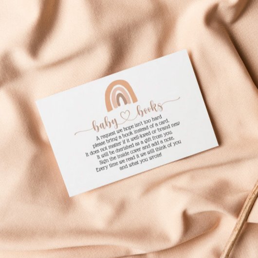 Boho Rainbow Pink Book Request Baby shower Kaart Visitekaartje