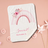Boho Rainbow Pink Floral Sherpa Baby Deken