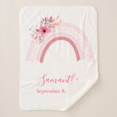 Boho Rainbow Pink Floral Sherpa Baby Deken (Voorkant)