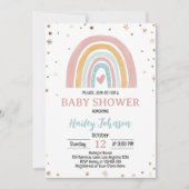 Boho Rainbow Pink Girl Baby shower Kaart (Voorkant)