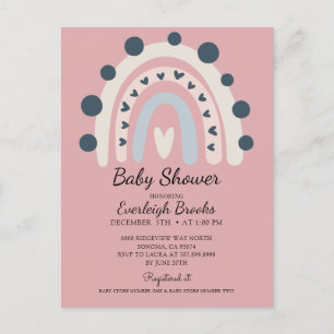 Boho Rainbow Pink Girl Baby shower Uitnodiging Briefkaart