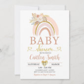 Boho Rainbow Pink Gold Baby shower Uitnodiging (Voorkant)
