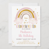 Boho Rainbow Pink Gold Birthday Kaart (Voorkant)