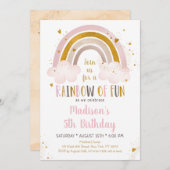 Boho Rainbow Pink Gold Birthday Kaart (Voorkant / Achterkant)