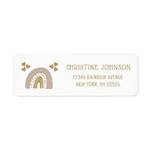 Boho Rainbow Pink Gold Return Label