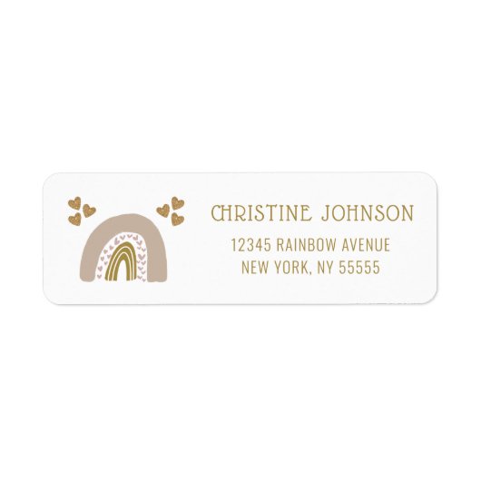 Boho Rainbow Pink Gold Return Label (Voorkant)