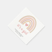 Boho Rainbow Pink Heart Cute Girl Baby shower Servet (Hoek)