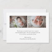 Boho Rainbow Pink Heart Foto Baby Girl Cute Birth Aankondiging (Achterkant)