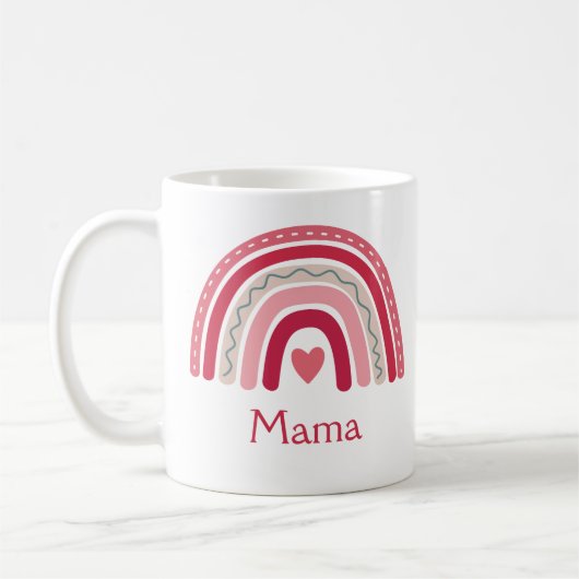Boho Rainbow Pink Heart Mama Koffiemok (Links)