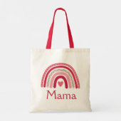 Boho Rainbow Pink Heart Mama Tote Bag (Achterkant)