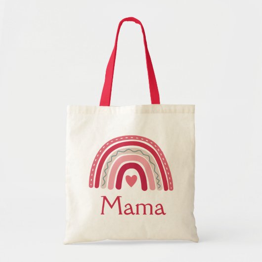 Boho Rainbow Pink Heart Mama Tote Bag (Voorkant)