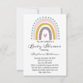 Boho Rainbow Pink Hearts Paarse Blauwgroen Baby Gi Kaart (Voorkant)