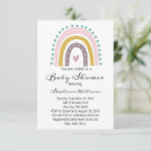 Boho Rainbow Pink Hearts Paarse Blauwgroen Baby Gi Kaart (Staand voorkant)
