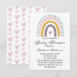 Boho Rainbow Pink Hearts Paarse Blauwgroen Baby Gi Kaart