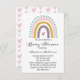 Boho Rainbow Pink Hearts Paarse Blauwgroen Baby Gi Kaart
