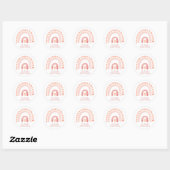 Boho Rainbow Pink Kind Birthday Party Ronde Sticker (Vel)