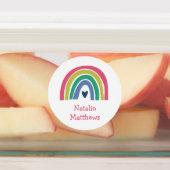 Boho Rainbow Pink Navy Mustard Naam Waterdicht Labels (Aangebracht)