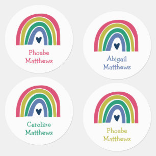 Boho Rainbow Pink Navy Naam strijkmiddel op kledin Labels