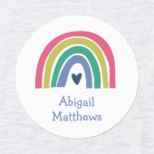 Boho Rainbow Pink Navy Naam strijkmiddel op kledin Labels (Design 2)