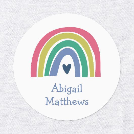 Boho Rainbow Pink Navy Naam strijkmiddel op kledin Labels (Design 2)