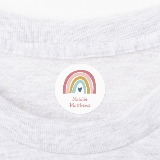 Boho Rainbow Pink Navy Naam strijkmiddel op kledin Labels (Aangebracht)