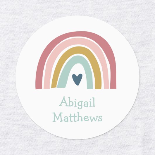 Boho Rainbow Pink Navy Naam strijkmiddel op kledin Labels (Design 2)