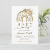 Boho Rainbow Pink Pampas gras Baby shower Kaart (Staand voorkant)