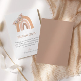 Boho Rainbow Pink Pampas Grass Baby shower Bedankkaart