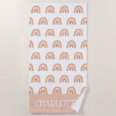 Boho Rainbow Pink Pastel Aangepaste Kinderen Strandlaken (Voorkant)