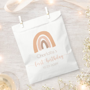 Boho Rainbow Pink Pastel eerste verjaardag Bedankzakje