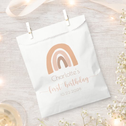 Boho Rainbow Pink Pastel eerste verjaardag Bedankzakje (Geknipt)