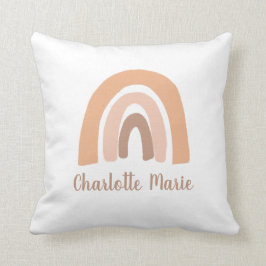 Boho Rainbow Pink Personalized Baby Girl Pillow Kussen