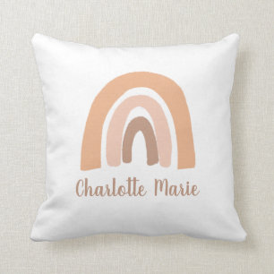 Boho Rainbow Pink Personalized Baby Girl Pillow Kussen