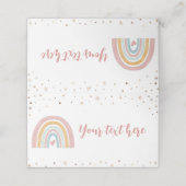 Boho Rainbow Pink Place Card Verjaardagsfeest Plaatskaartje (Buitenkant ongevouwen)