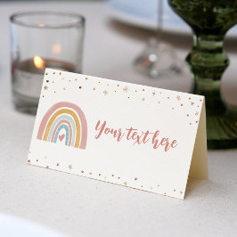 Boho Rainbow Pink Place Card Verjaardagsfeest Plaatskaartje