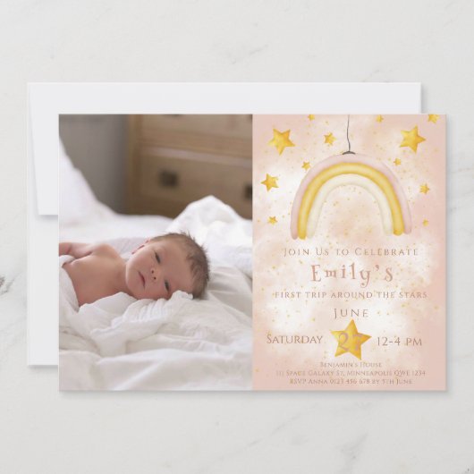 Boho rainbow pinky goochelroedsterren kaart (Voorkant)