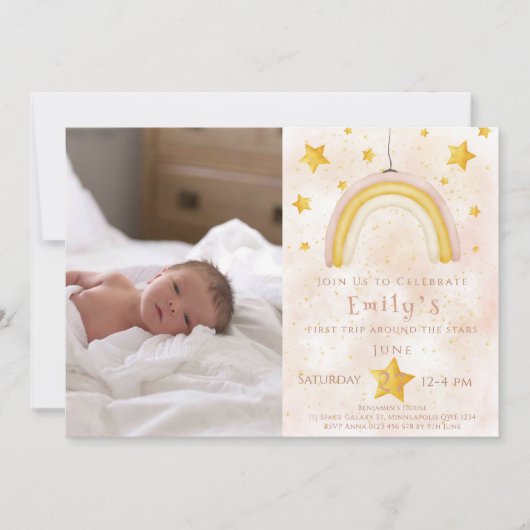 Boho rainbow pinky goochelroedsterren kaart (Voorkant)