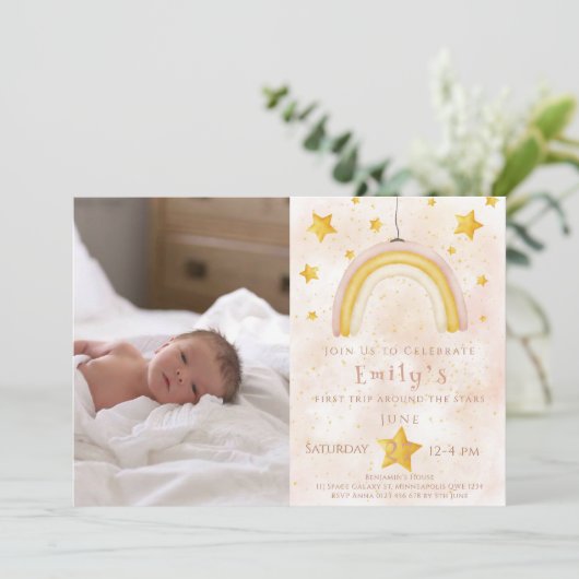 Boho rainbow pinky goochelroedsterren kaart (Staand voorkant)