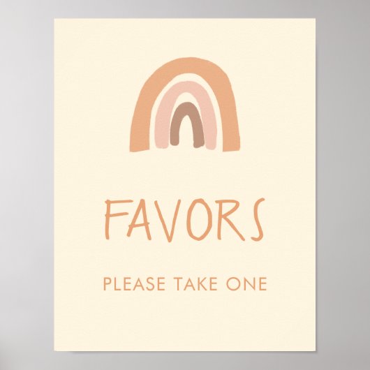 Boho Rainbow Please Take One Favors Sign Poster (Voorkant)